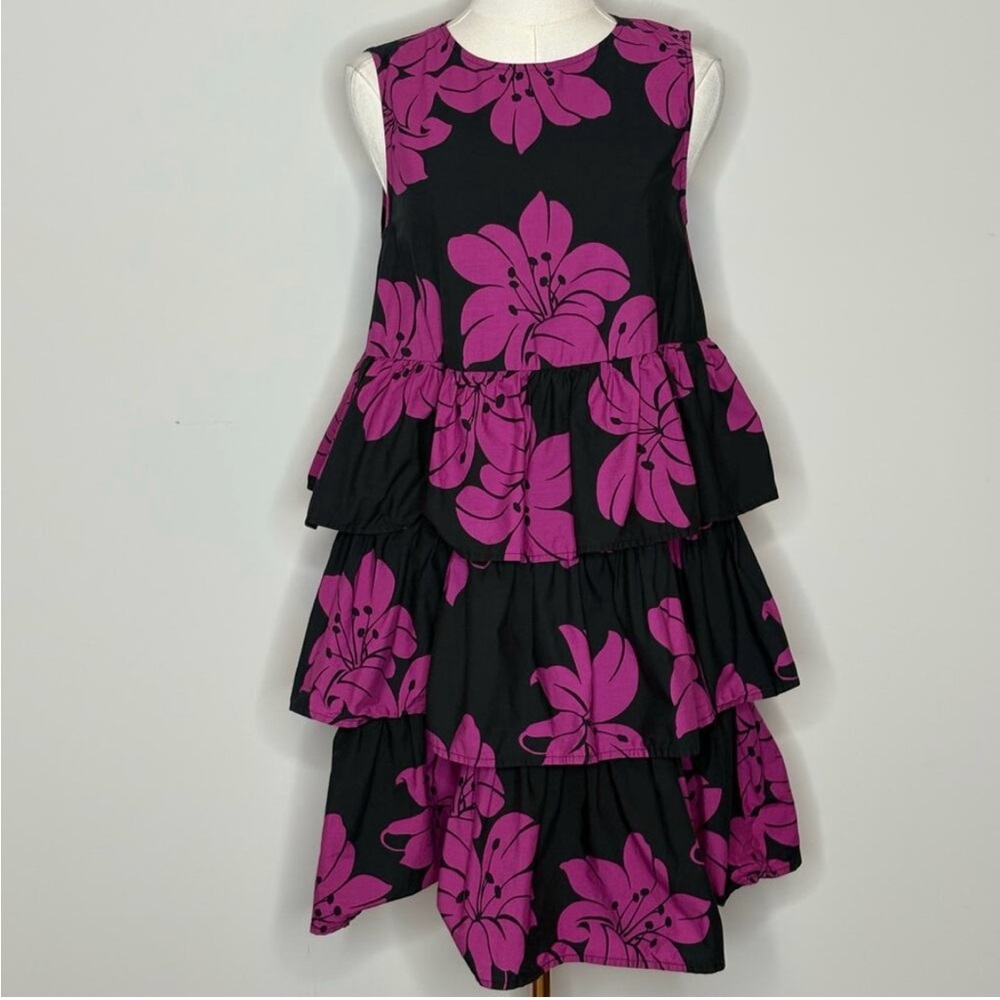 Floral Tiered Black and Pink Dress who what wear XS